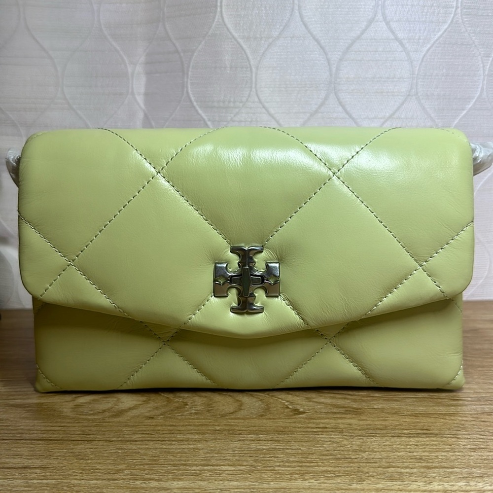 New Tory Burch Kira Diamond Quilted Napa Leather Mini Flap Bag in peak/300